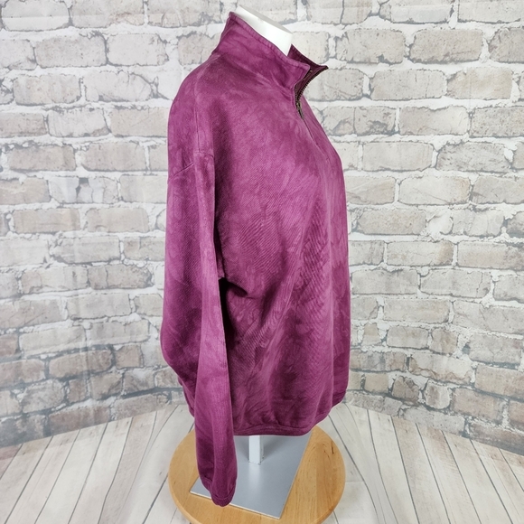 Vintage Dagoli 1/4 Zip Pullover Sweatshirt Indigenous Tie Dye Magenta Medium - Picture 9 of 11